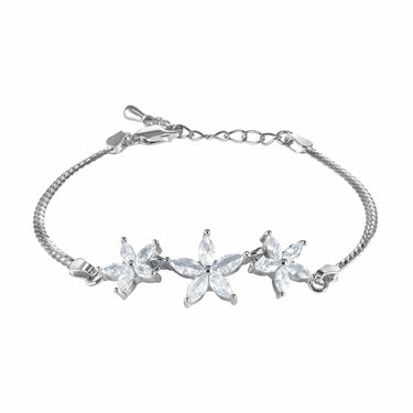 Austrian Crystals Flowers Bracelet - Silver Bracelet For Women - Chain Bracelet Bracelet XS-S (14-16cm) Brother & Sisters